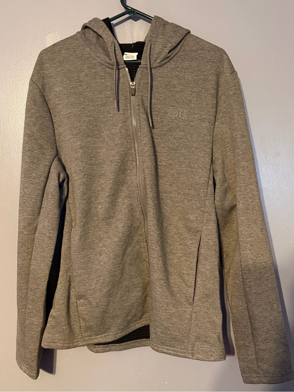 Hurley Exist Icon Bonded Fleece Zip Up Hoodie Dark Gray Heather Size L NWT